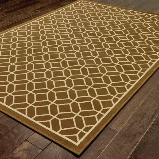 6' X 9' Brown Geometric Stain Resistant Indoor Outdoor Area Rug Photo 4