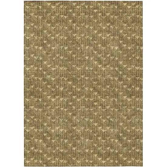 3' X 4' Brown Geometric Washable Non Skid Indoor Outdoor Area Rug Photo 2