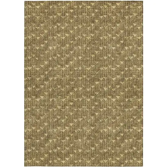 Brown Geometric Washable Non Skid Indoor Outdoor Area Rug Photo 7