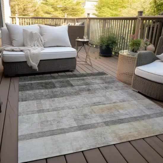 3' X 5' Brown Ombre Washable Non Skid Indoor Outdoor Area Rug Photo 8