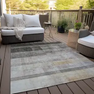 Photo of 3' X 5' Brown Ombre Washable Non Skid Indoor Outdoor Area Rug