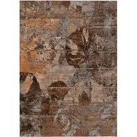 Photo of 3' X 4' Brown Terracotta and Gray Floral Washable Non Skid Indoor Outdoor Area Rug