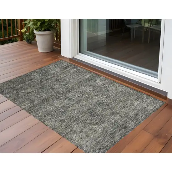 3' X 4' Brown and Black Oriental Washable Non Skid Indoor Outdoor Area Rug Photo 1