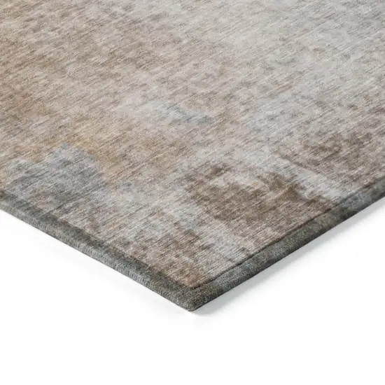 3' X 4' Brown and Off White Abstract Washable Non Skid Indoor Outdoor Area Rug Photo 7