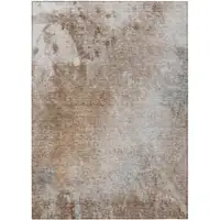 Photo of 3' X 5' Brown and Off White Abstract Washable Non Skid Indoor Outdoor Area Rug