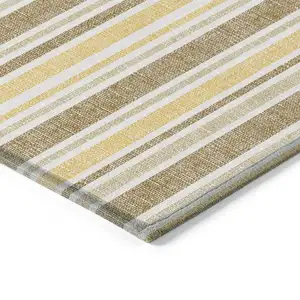 Photo of 3' X 4' Brown and Orange Striped Washable Non Skid Indoor Outdoor Area Rug