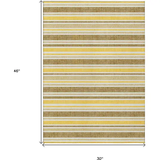 Brown and Orange Striped Washable Non Skid Indoor Outdoor Area Rug Photo 3