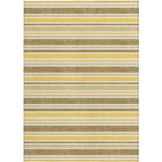 3' X 4' Brown and Orange Striped Washable Non Skid Indoor Outdoor Area Rug Photo 4