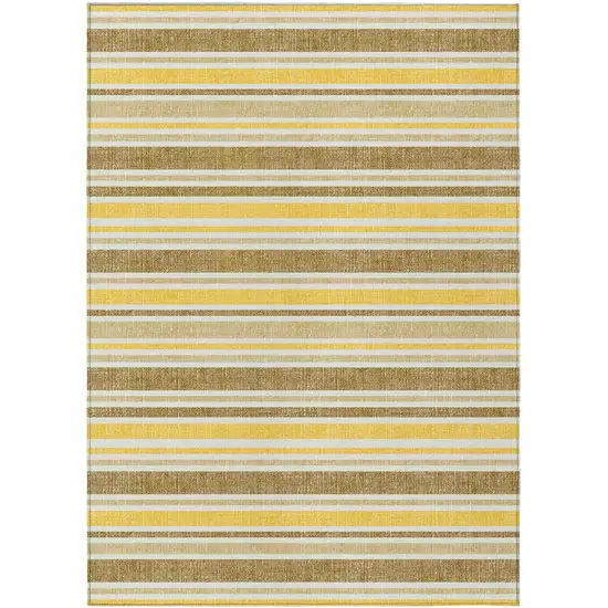 3' X 4' Brown and Orange Striped Washable Non Skid Indoor Outdoor Area Rug Photo 2