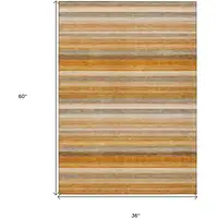 Photo of 3' X 5' Brown and Orange Striped Washable Non Skid Indoor Outdoor Area Rug