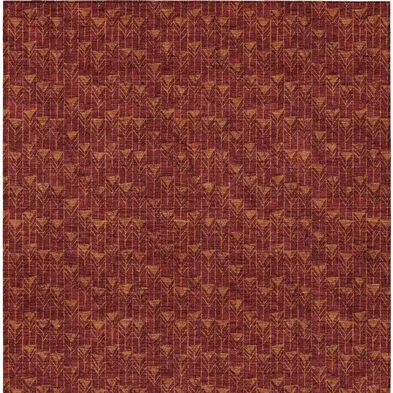 3' X 4' Burgundy Geometric Washable Non Skid Indoor Outdoor Area Rug Photo 6