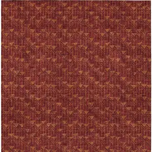 Photo of 3' X 5' Burgundy Geometric Washable Non Skid Indoor Outdoor Area Rug