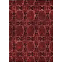 Photo of 3' X 5' Burgundy and Black Floral Medallion Washable Non Skid Indoor Outdoor Area Rug