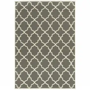 Photo of 3' X 5' Charcoal Geometric Stain Resistant Indoor Outdoor Area Rug