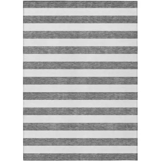 3' X 4' Charcoal Striped Washable Non Skid Indoor Outdoor Area Rug Photo 2