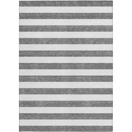 3' X 4' Charcoal Striped Washable Non Skid Indoor Outdoor Area Rug Photo 4