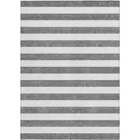 Photo of 3' X 5' Charcoal Striped Washable Non Skid Indoor Outdoor Area Rug