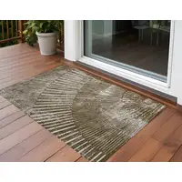 Photo of 3' X 4' Chocolate Abstract Washable Non Skid Indoor Outdoor Area Rug