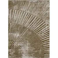 Photo of 3' X 5' Chocolate Abstract Washable Non Skid Indoor Outdoor Area Rug