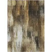 Photo of 3' X 4' Chocolate Abstract Washable Non Skid Indoor Outdoor Area Rug