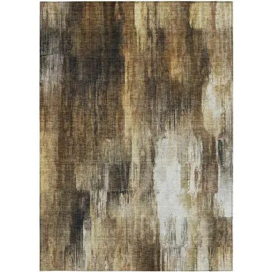 3' X 4' Chocolate Abstract Washable Non Skid Indoor Outdoor Area Rug Photo 4