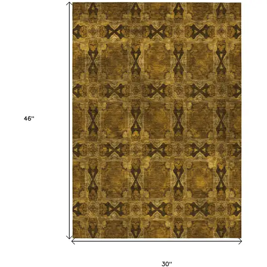 3' X 4' Chocolate Floral Medallion Washable Non Skid Indoor Outdoor Area Rug Photo 3