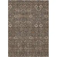 Photo of 3' X 4' Chocolate Floral Washable Non Skid Area Rug With UV Protection