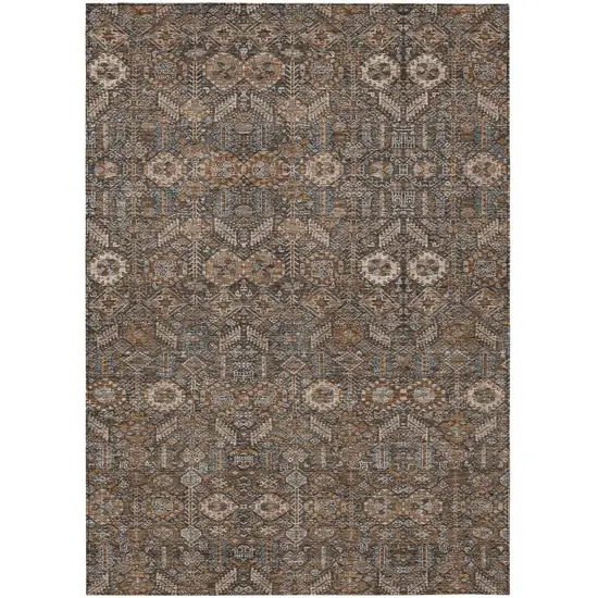 Chocolate Tribal Washable Indoor Outdoor Area Rug Photo 2