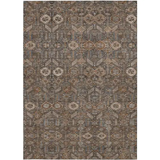 3' X 4' Chocolate Floral Washable Non Skid Area Rug With UV Protection Photo 2