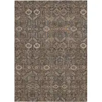 Photo of 3' X 4' Chocolate Floral Washable Non Skid Area Rug With UV Protection