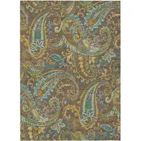 Photo of 3' X 4' Chocolate Paisley Washable Non Skid Indoor Outdoor Area Rug