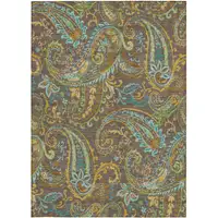 Photo of 3' X 5' Chocolate Paisley Washable Non Skid Indoor Outdoor Area Rug