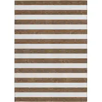 Photo of 3' X 4' Chocolate Striped Washable Non Skid Indoor Outdoor Area Rug