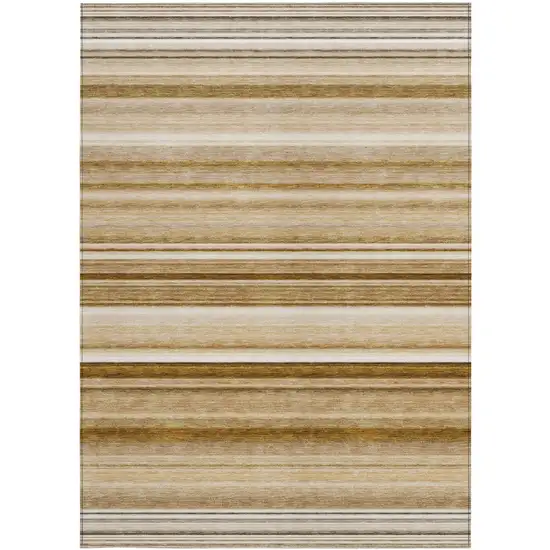 3' X 4' Chocolate Striped Washable Non Skid Indoor Outdoor Area Rug Photo 5