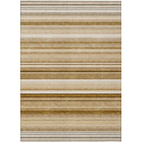 3' X 4' Chocolate Striped Washable Non Skid Indoor Outdoor Area Rug Photo 2