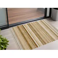 Photo of 3' X 5' Chocolate Striped Washable Non Skid Indoor Outdoor Area Rug