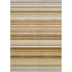 Photo of 3' X 5' Chocolate Striped Washable Non Skid Indoor Outdoor Area Rug