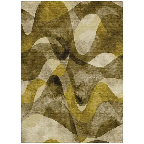 3' X 4' Coffee Abstract Washable Non Skid Indoor Outdoor Area Rug Photo 4