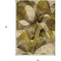 Photo of 3' X 4' Coffee Abstract Washable Non Skid Indoor Outdoor Area Rug