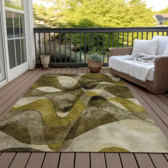 3' X 4' Coffee Abstract Washable Non Skid Indoor Outdoor Area Rug Photo 8