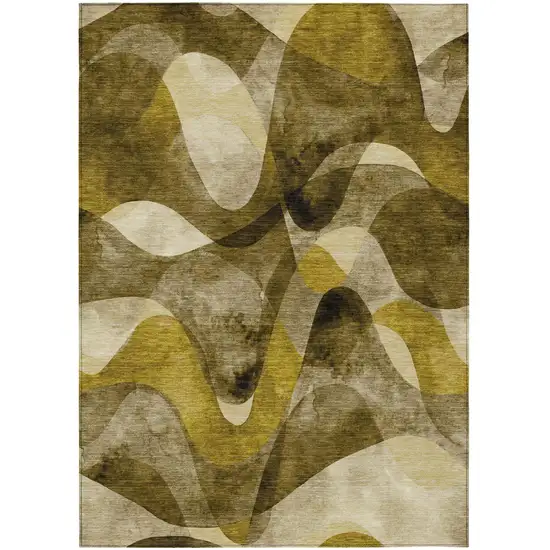 3' X 4' Coffee Abstract Washable Non Skid Indoor Outdoor Area Rug Photo 2