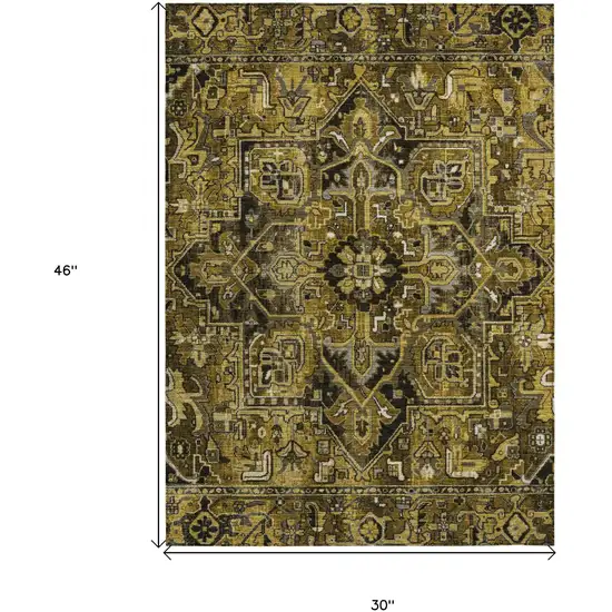 3' X 4' Coffee and Gray Oriental Washable Non Skid Indoor Outdoor Area Rug Photo 3