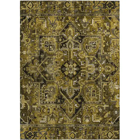 3' X 4' Coffee and Gray Oriental Washable Non Skid Indoor Outdoor Area Rug Photo 2