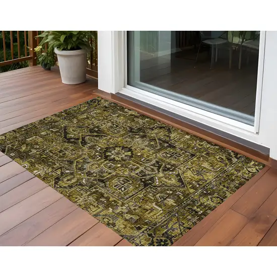 3' X 4' Coffee and Gray Oriental Washable Non Skid Indoor Outdoor Area Rug Photo 1