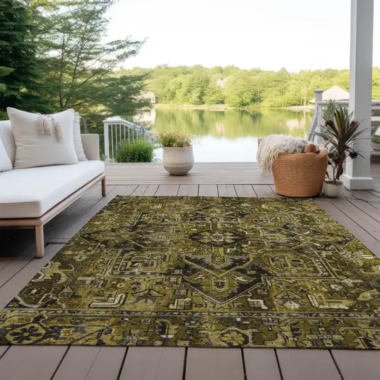 3' X 4' Coffee and Gray Oriental Washable Non Skid Indoor Outdoor Area Rug Photo 8