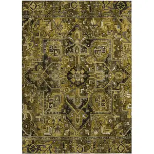 Photo of 3' X 5' Coffee and Gray Oriental Washable Non Skid Indoor Outdoor Area Rug