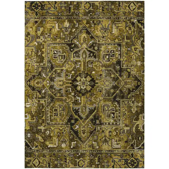 Coffee and Gray Oriental Washable Non Skid Indoor Outdoor Area Rug Photo 5