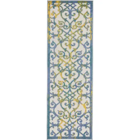 2' X 6' Damask Non Skid Indoor Outdoor Runner Rug Photo 1