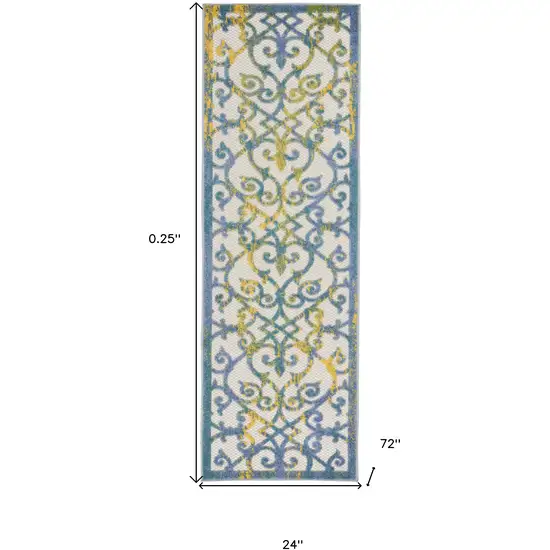 2' X 6' Damask Non Skid Indoor Outdoor Runner Rug Photo 5