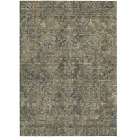 Photo of 3' X 4' Dark Moss Green and Gray Oriental Washable Non Skid Indoor Outdoor Area Rug